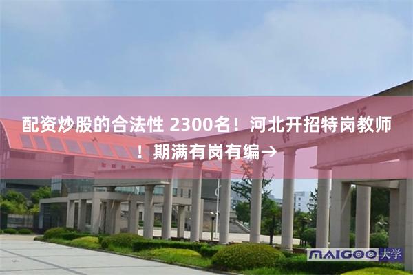 配资炒股的合法性 2300名！河北开招特岗教师！期满有岗有编→