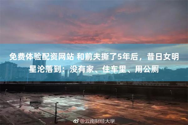 免费体验配资网站 和前夫撕了5年后，昔日女明星沦落到：没有家、住车里、用公厕