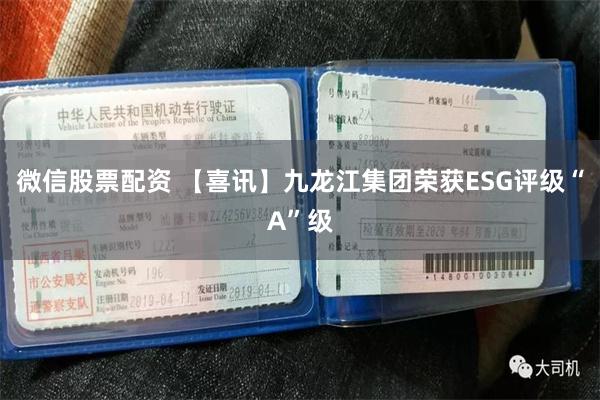 微信股票配资 【喜讯】九龙江集团荣获ESG评级“A”级